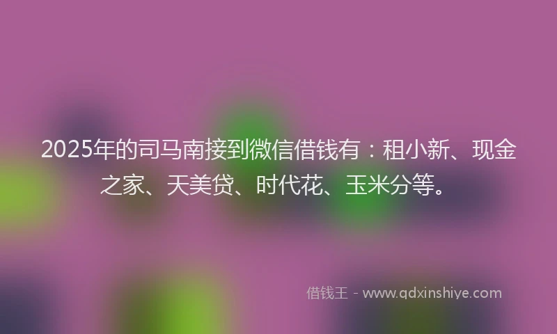 2025年的司马南接到微信借钱有：租小新、现金之家、天美贷、时代花、玉米分等。