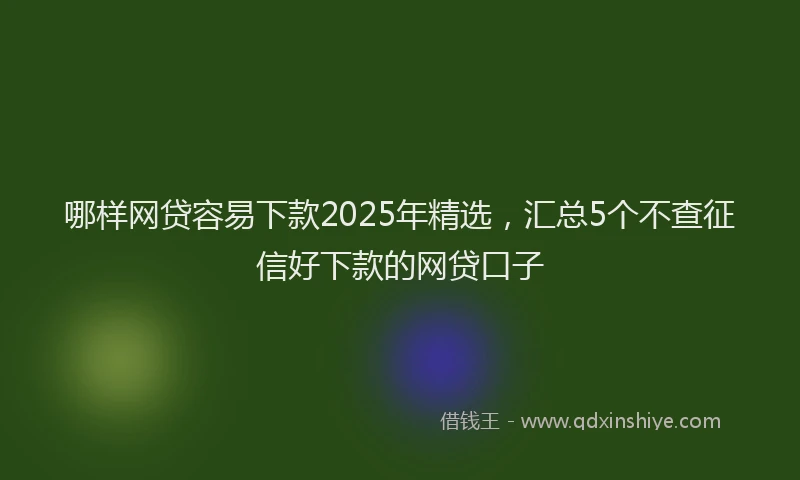 哪样网贷容易下款2025年精选，汇总5个不查征信好下款的网贷口子