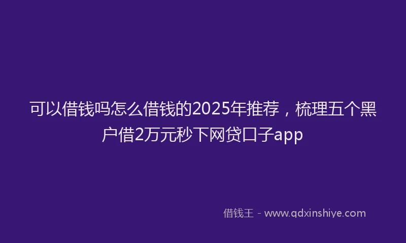 可以借钱吗怎么借钱的2025年推荐，梳理五个黑户借2万元秒下网贷口子app