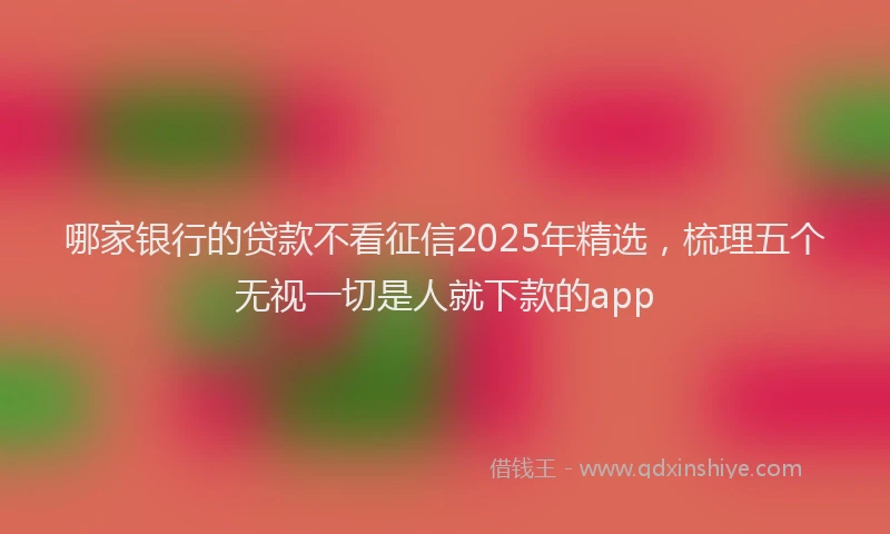 哪家银行的贷款不看征信2025年精选，梳理五个无视一切是人就下款的app