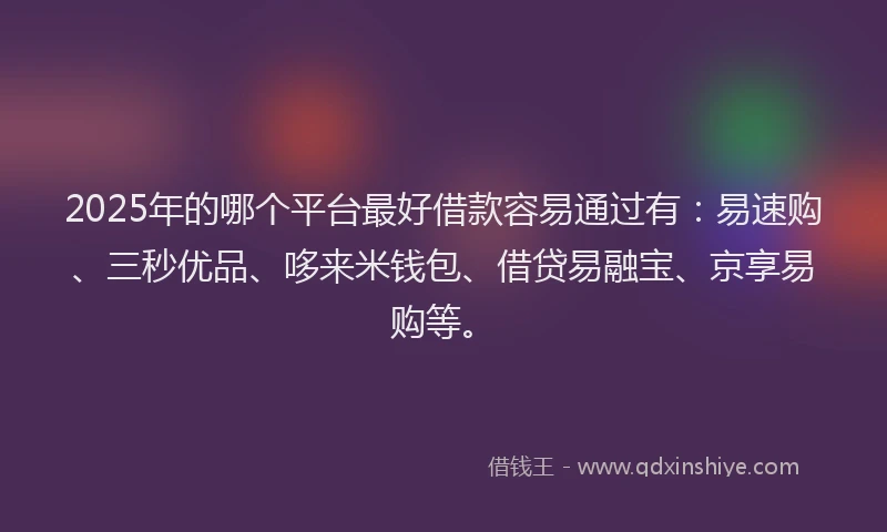 2025年的哪个平台最好借款容易通过有：易速购、三秒优品、哆来米钱包、借贷易融宝、京享易购等。