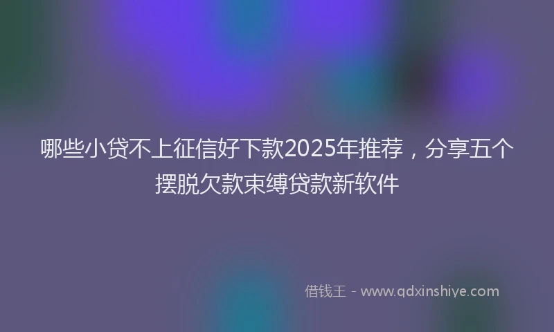 哪些小贷不上征信好下款2025年推荐，分享五个摆脱欠款束缚贷款新软件