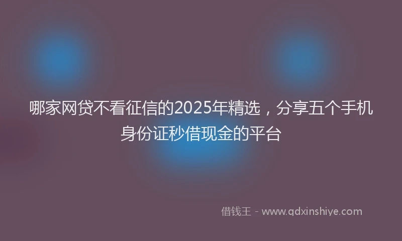 哪家网贷不看征信的2025年精选，分享五个手机身份证秒借现金的平台