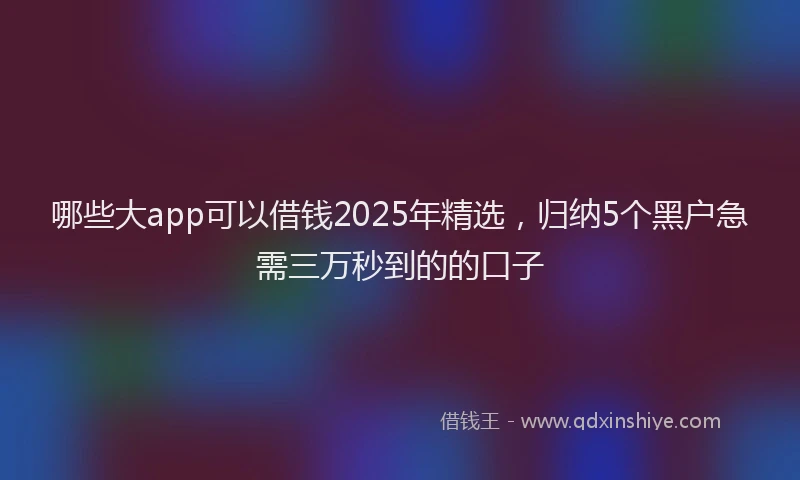 哪些大app可以借钱2025年精选，归纳5个黑户急需三万秒到的的口子