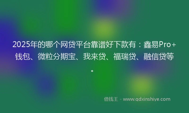 2025年的哪个网贷平台靠谱好下款有：鑫易Pro+钱包、微粒分期宝、我来贷、福瑞贷、融信贷等。