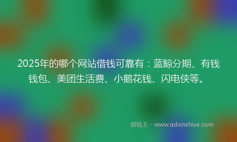 2025年的哪个网站借钱可靠有：蓝鲸分期、有钱钱包、美团生活费、小鹅花钱、闪电侠等。