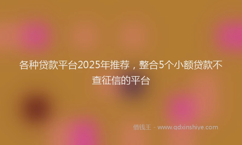 各种贷款平台2025年推荐，整合5个小额贷款不查征信的平台