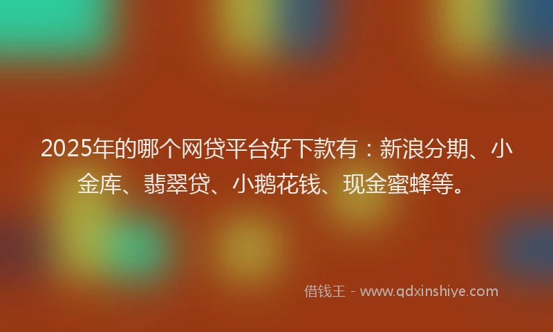 2025年的哪个网贷平台好下款有：新浪分期、小金库、翡翠贷、小鹅花钱、现金蜜蜂等。