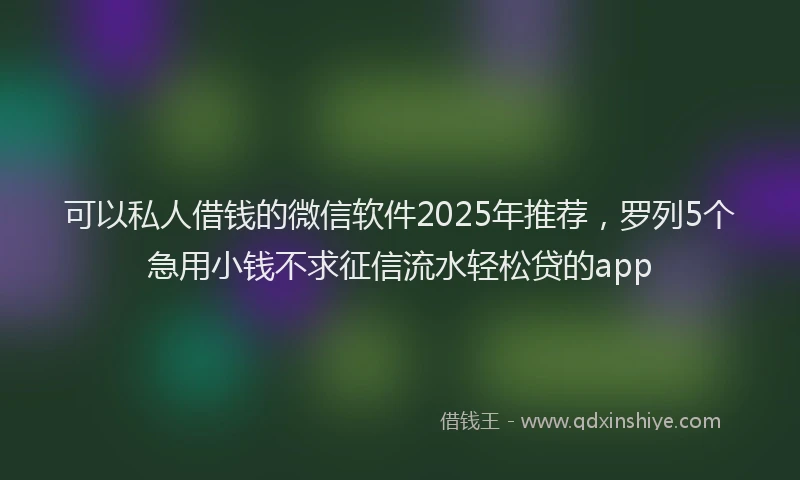 可以私人借钱的微信软件2025年推荐，罗列5个急用小钱不求征信流水轻松贷的app
