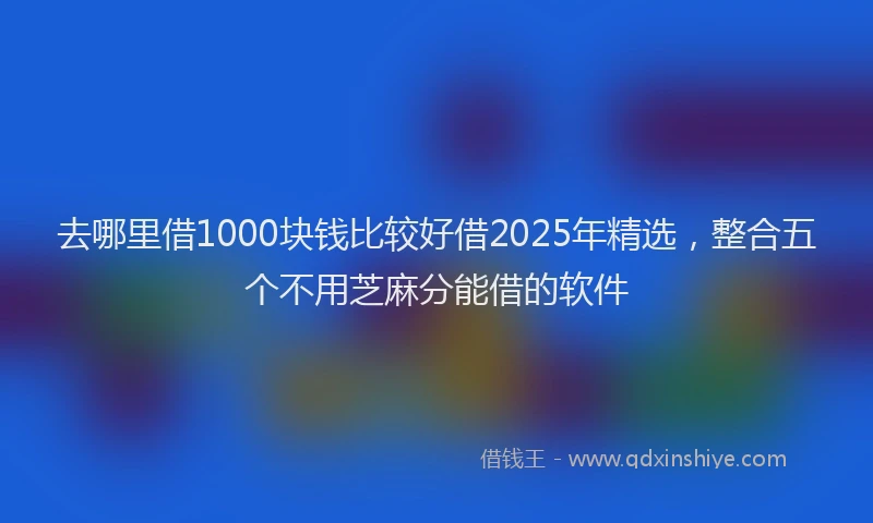 去哪里借1000块钱比较好借2025年精选，整合五个不用芝麻分能借的软件
