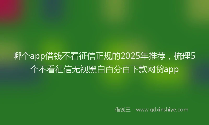 哪个app借钱不看征信正规的2025年推荐，梳理5个不看征信无视黑白百分百下款网贷app