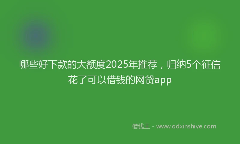 哪些好下款的大额度2025年推荐，归纳5个征信花了可以借钱的网贷app