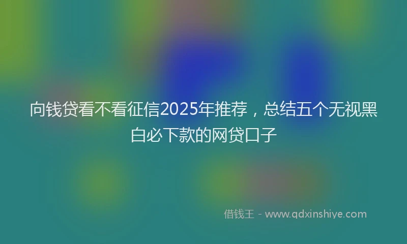 向钱贷看不看征信2025年推荐，总结五个无视黑白必下款的网贷口子