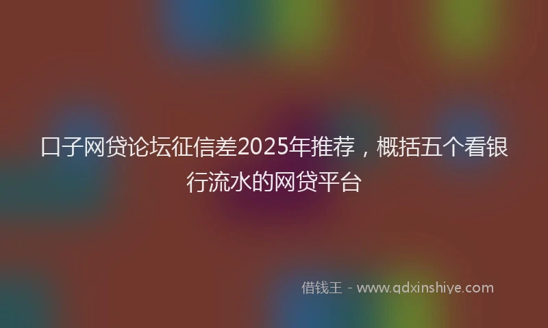 口子网贷论坛征信差2025年推荐，概括五个看银行流水的网贷平台