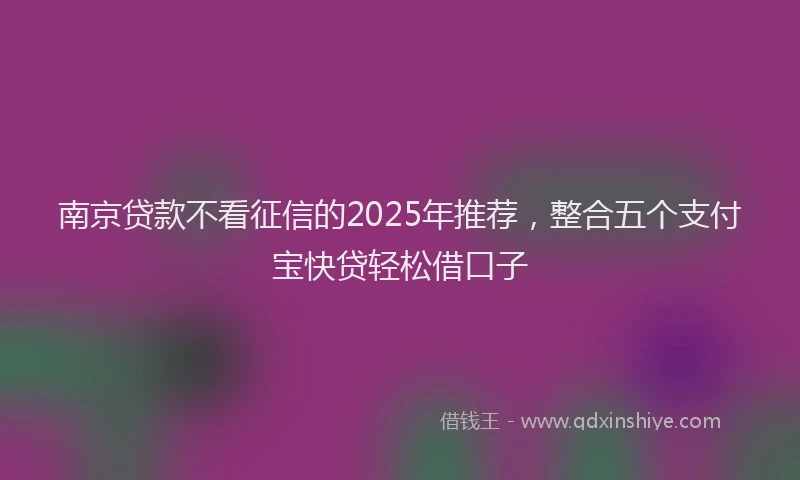 南京贷款不看征信的2025年推荐，整合五个支付宝快贷轻松借口子