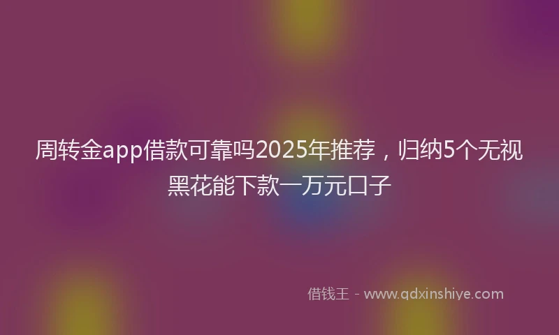 周转金app借款可靠吗2025年推荐，归纳5个无视黑花能下款一万元口子