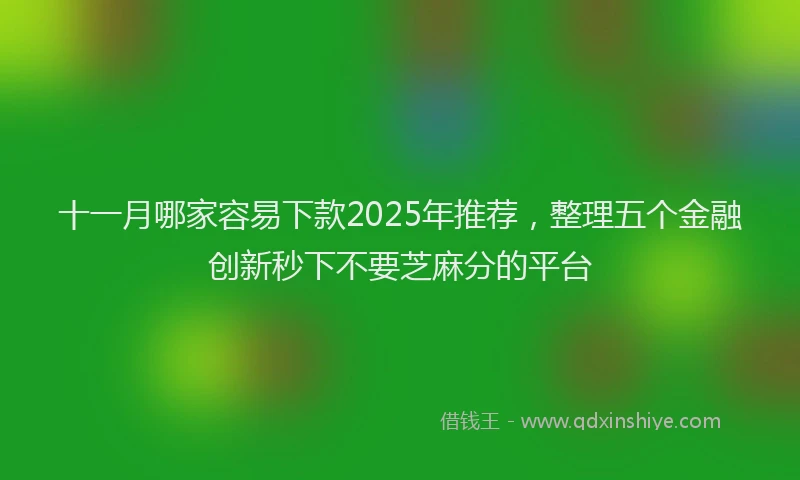 十一月哪家容易下款2025年推荐，整理五个金融创新秒下不要芝麻分的平台