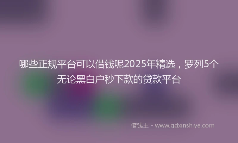 哪些正规平台可以借钱呢2025年精选，罗列5个无论黑白户秒下款的贷款平台