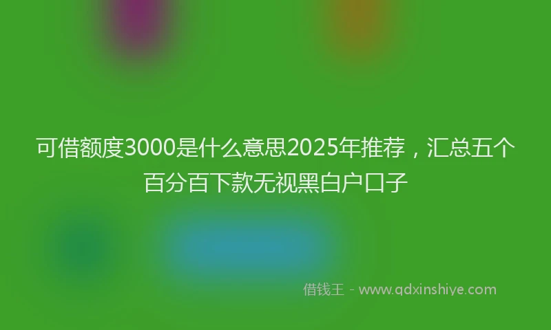 可借额度3000是什么意思2025年推荐，汇总五个百分百下款无视黑白户口子