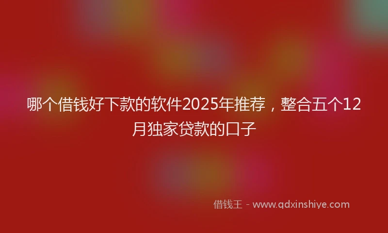 哪个借钱好下款的软件2025年推荐，整合五个12月独家贷款的口子