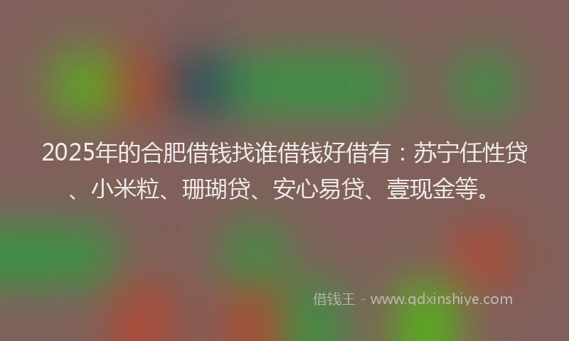 2025年的合肥借钱找谁借钱好借有：苏宁任性贷、小米粒、珊瑚贷、安心易贷、壹现金等。