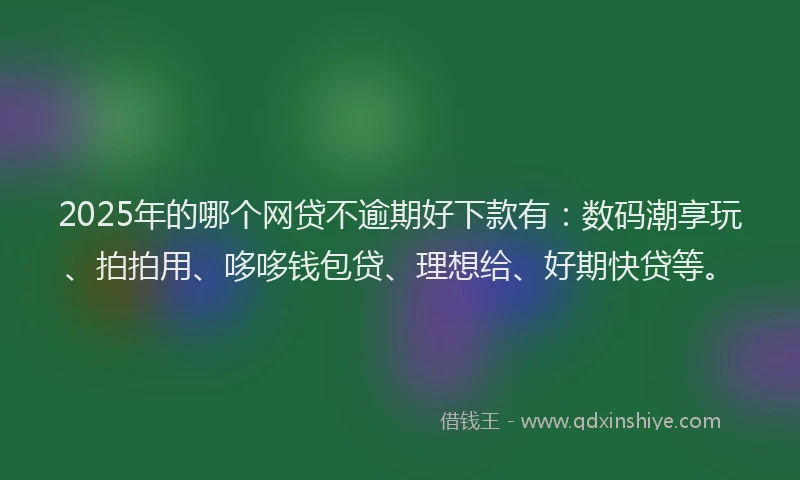 2025年的哪个网贷不逾期好下款有：数码潮享玩、拍拍用、哆哆钱包贷、理想给、好期快贷等。