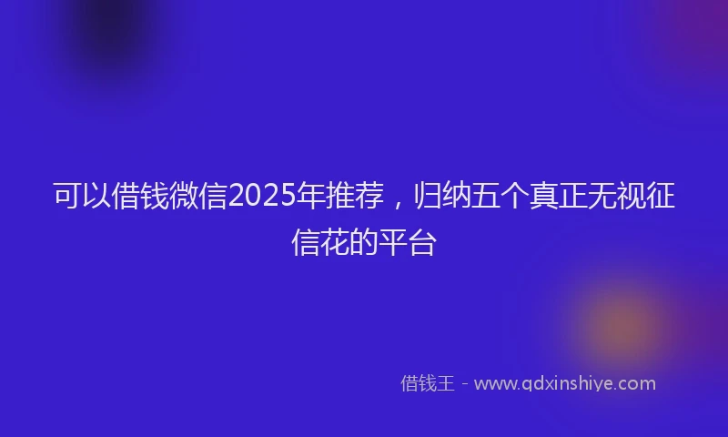 可以借钱微信2025年推荐，归纳五个真正无视征信花的平台