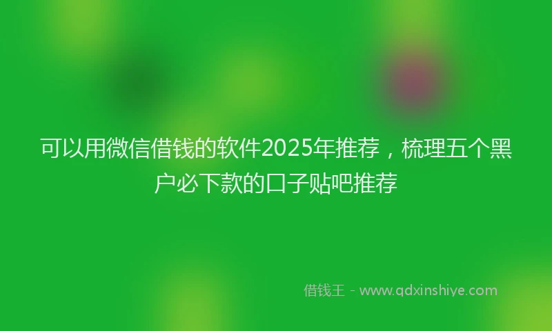 可以用微信借钱的软件2025年推荐，梳理五个黑户必下款的口子贴吧推荐