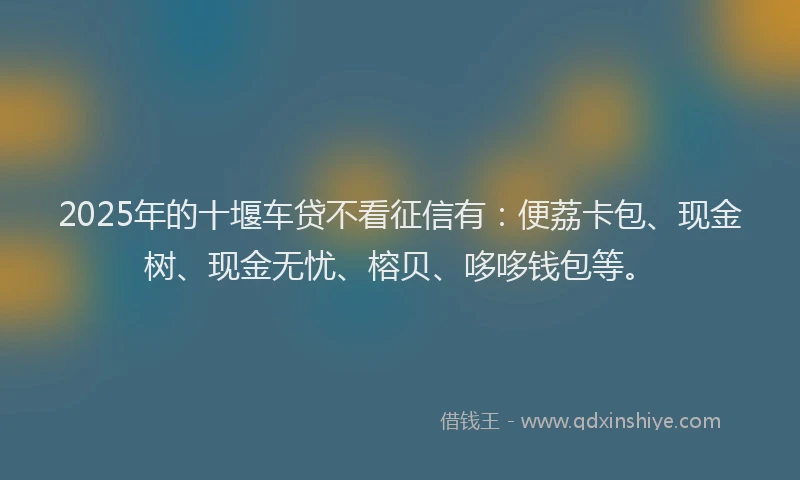 2025年的十堰车贷不看征信有：便荔卡包、现金树、现金无忧、榕贝、哆哆钱包等。