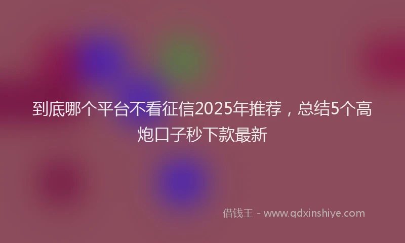 到底哪个平台不看征信2025年推荐，总结5个高炮口子秒下款最新