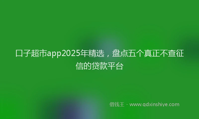 口子超市app2025年精选，盘点五个真正不查征信的贷款平台
