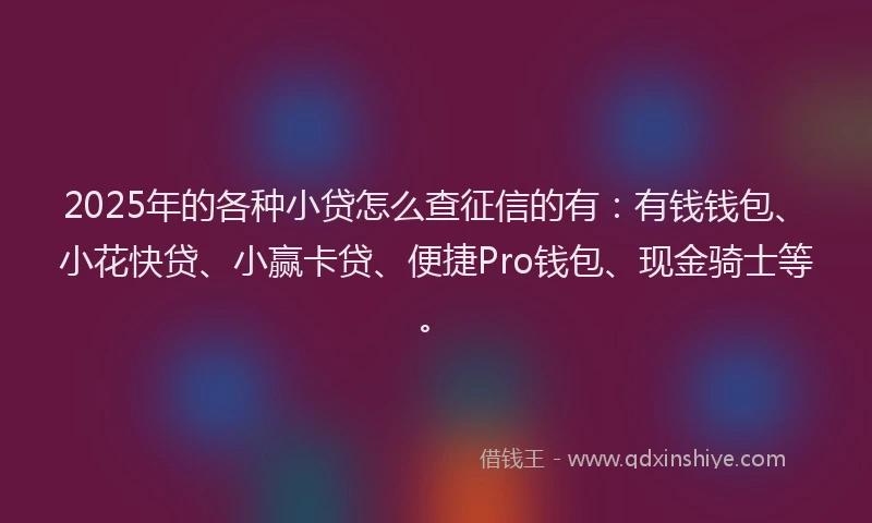 2025年的各种小贷怎么查征信的有：有钱钱包、小花快贷、小赢卡贷、便捷Pro钱包、现金骑士等。