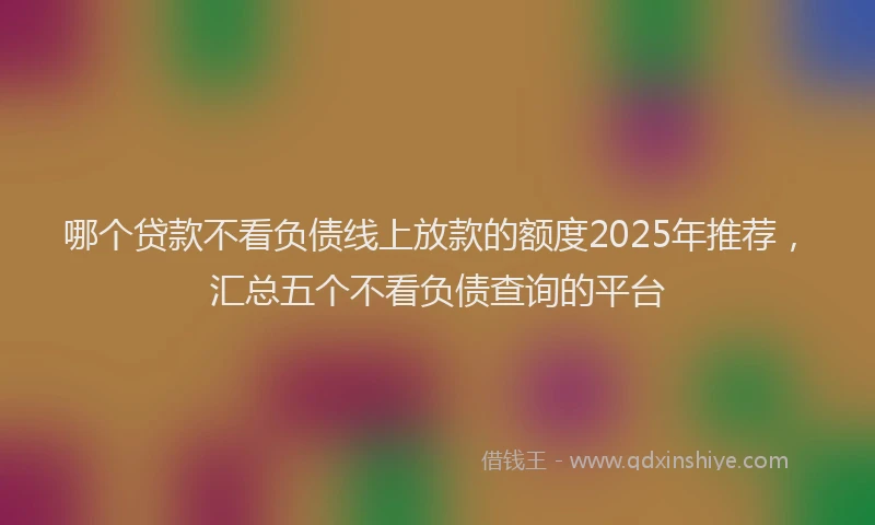 哪个贷款不看负债线上放款的额度2025年推荐，汇总五个不看负债查询的平台