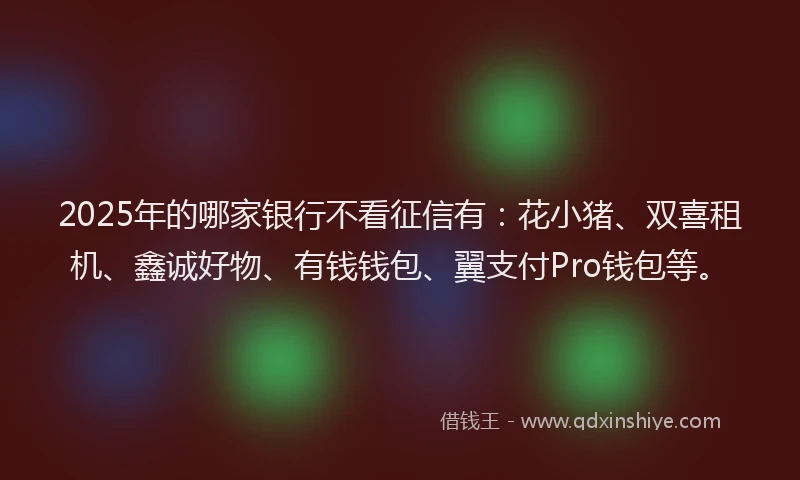 2025年的哪家银行不看征信有：花小猪、双喜租机、鑫诚好物、有钱钱包、翼支付Pro钱包等。