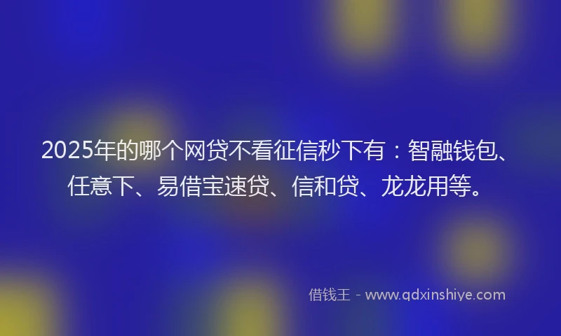 2025年的哪个网贷不看征信秒下有：智融钱包、任意下、易借宝速贷、信和贷、龙龙用等。