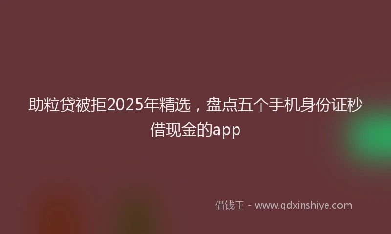 助粒贷被拒2025年精选，盘点五个手机身份证秒借现金的app