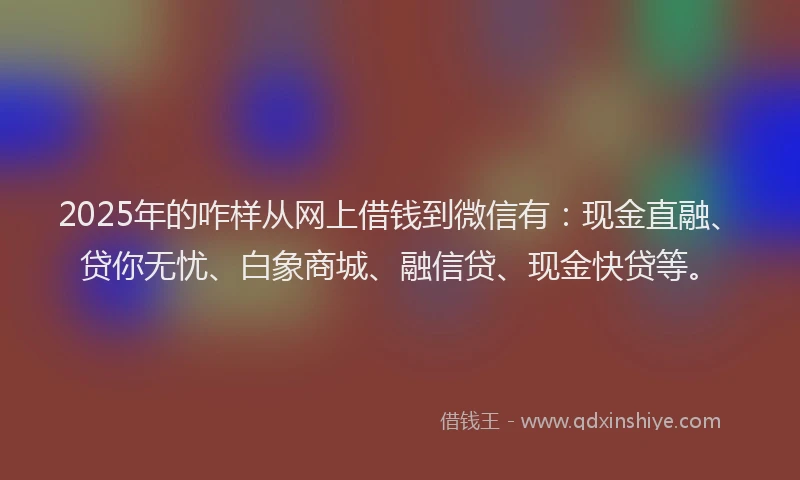 2025年的咋样从网上借钱到微信有：现金直融、贷你无忧、白象商城、融信贷、现金快贷等。