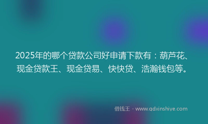 2025年的哪个贷款公司好申请下款有：葫芦花、现金贷款王、现金贷易、快快贷、浩瀚钱包等。