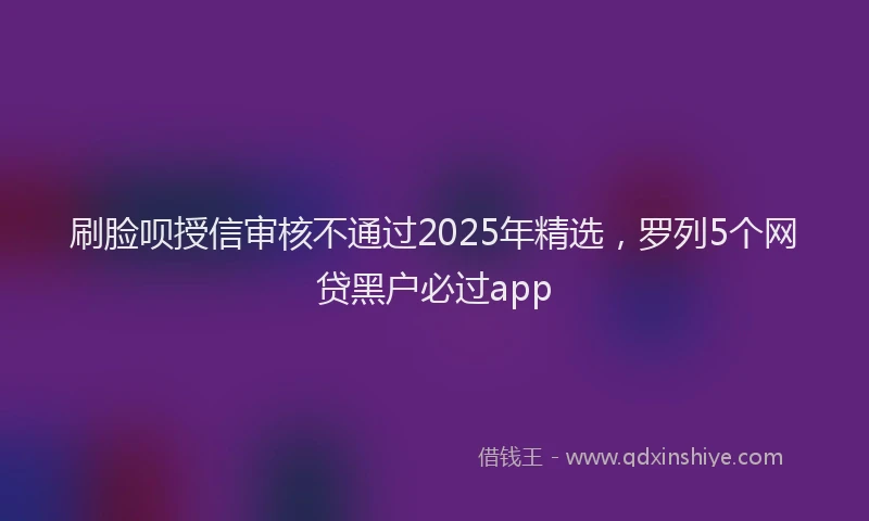 刷脸呗授信审核不通过2025年精选，罗列5个网贷黑户必过app