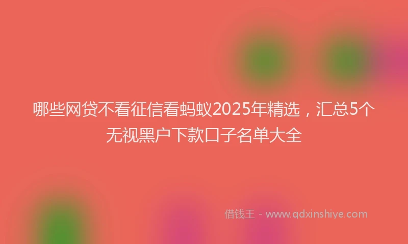 哪些网贷不看征信看蚂蚁2025年精选，汇总5个无视黑户下款口子名单大全