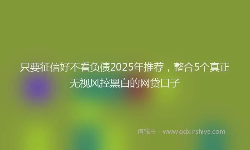 只要征信好不看负债2025年推荐，整合5个真正无视风控黑白的网贷口子