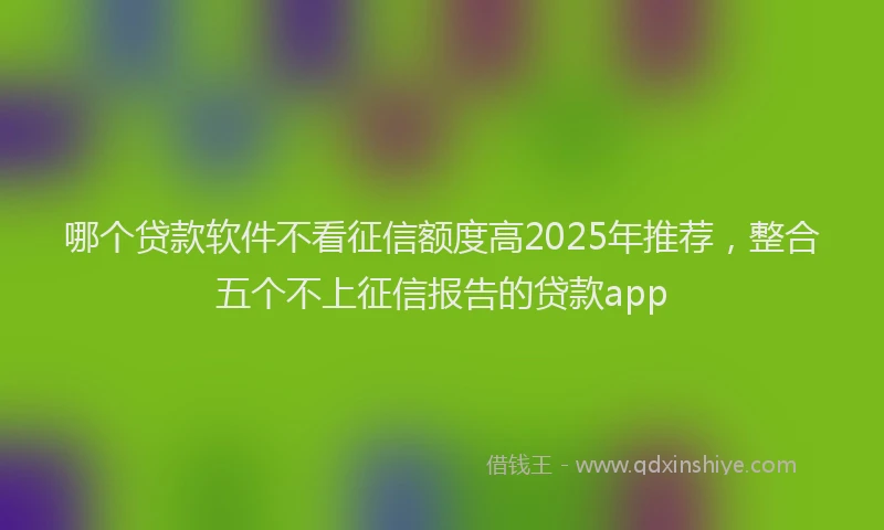 哪个贷款软件不看征信额度高2025年推荐，整合五个不上征信报告的贷款app