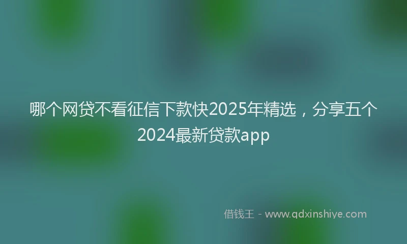 哪个网贷不看征信下款快2025年精选，分享五个2024最新贷款app