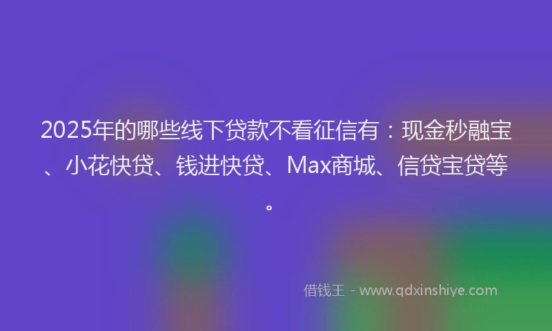 2025年的哪些线下贷款不看征信有：现金秒融宝、小花快贷、钱进快贷、Max商城、信贷宝贷等。