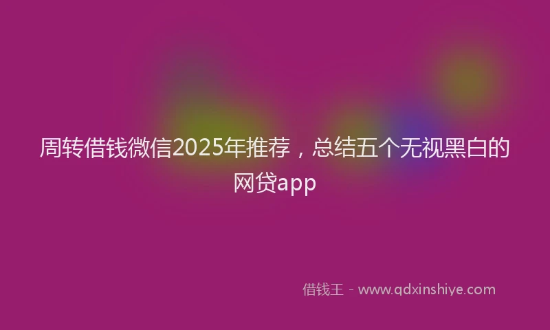 周转借钱微信2025年推荐，总结五个无视黑白的网贷app