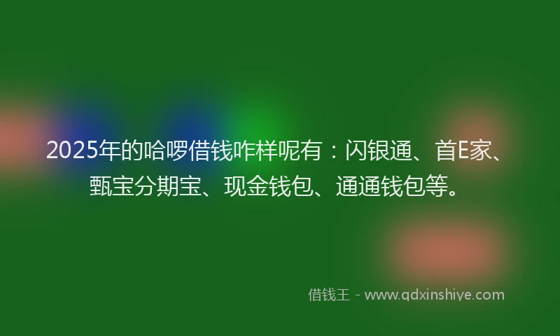 2025年的哈啰借钱咋样呢有：闪银通、首E家、甄宝分期宝、现金钱包、通通钱包等。