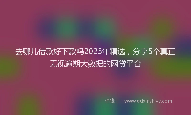 去哪儿借款好下款吗2025年精选，分享5个真正无视逾期大数据的网贷平台