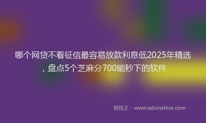 哪个网贷不看征信最容易放款利息低2025年精选，盘点5个芝麻分700能秒下的软件