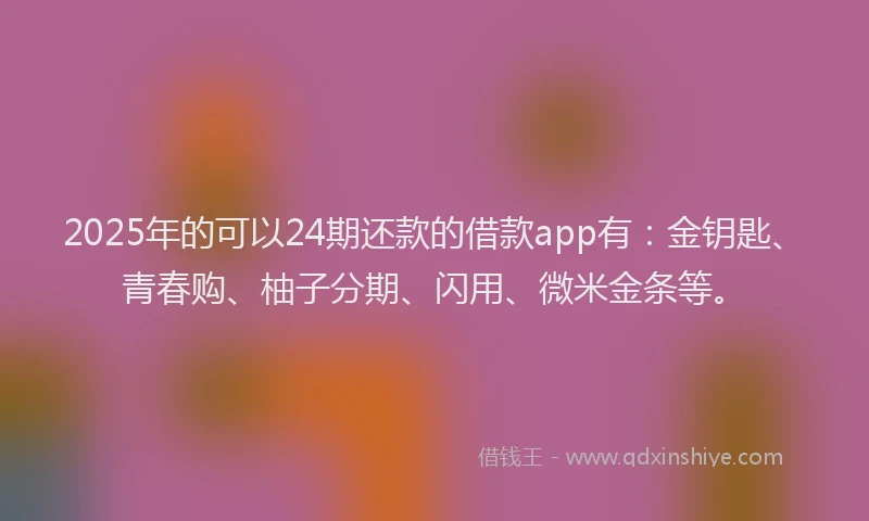 2025年的可以24期还款的借款app有：金钥匙、青春购、柚子分期、闪用、微米金条等。