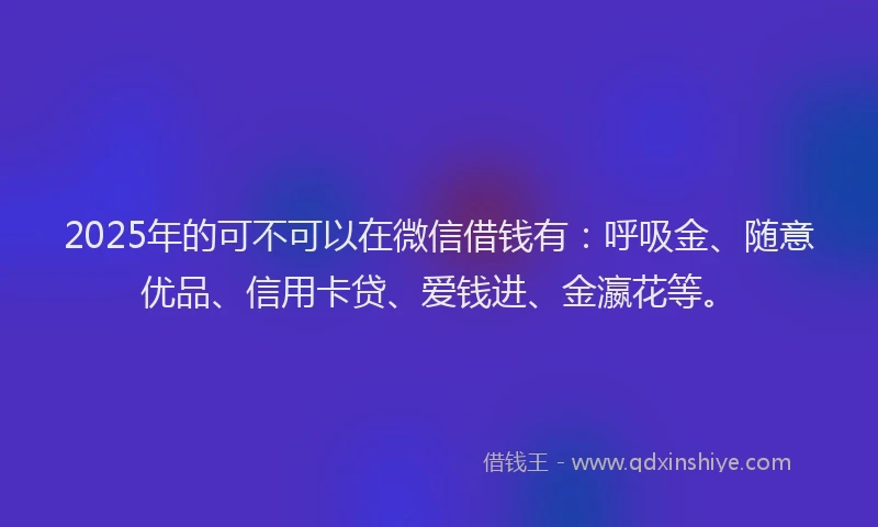 2025年的可不可以在微信借钱有：呼吸金、随意优品、信用卡贷、爱钱进、金瀛花等。
